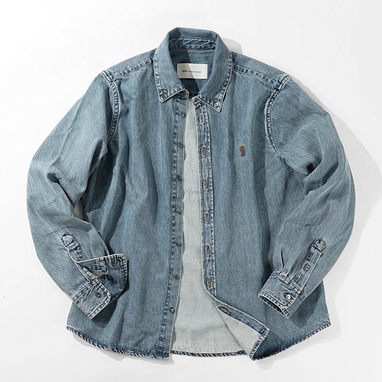 AMI メンズ デニムシャツ USH786 DE0056 BLEU USED ブルー 480