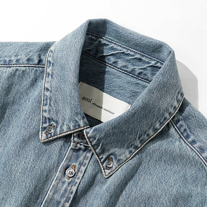 AMI メンズ デニムシャツ USH786 DE0056 BLEU USED ブルー 480
