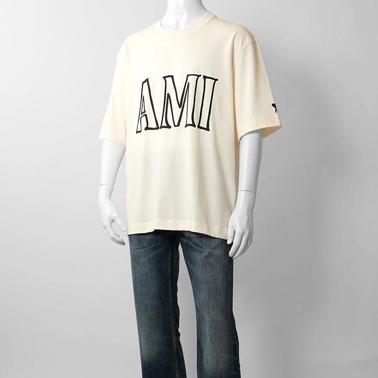 【2026SS SUMMER SALE】AMI メンズ Tシャツ AMI PARIS UTS380 726 BLANC CREME ホワイトクリーム 136