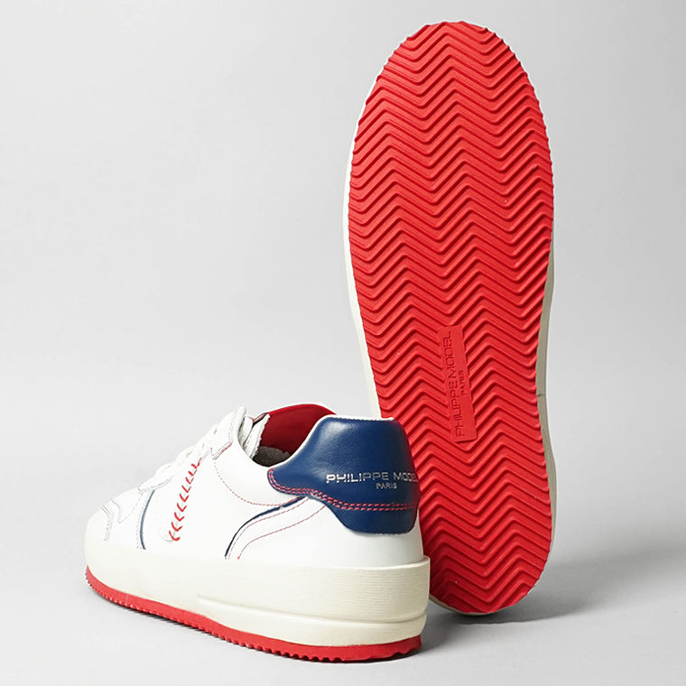 PHILIPPE MODEL メンズ スニーカー NICE LOW MAN VEAU DUGOUT VNLU VB01 ホワイト ブルー レッド BLANC BLEU ROUGE
