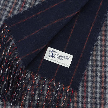 Johnstons メンズ レディース カシミア100％ Wフェイス マフラー WA000020 RU7133 GUNCLUB PINSTRIPE ガンクラブ ストライプ