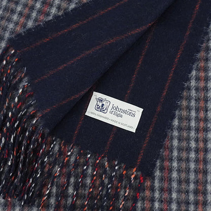 Johnstons レディース メンズ カシミア100％ Wフェイス マフラー WA000020 RU7133 GUNCLUB PINSTRIPE ガンクラブ ストライプ