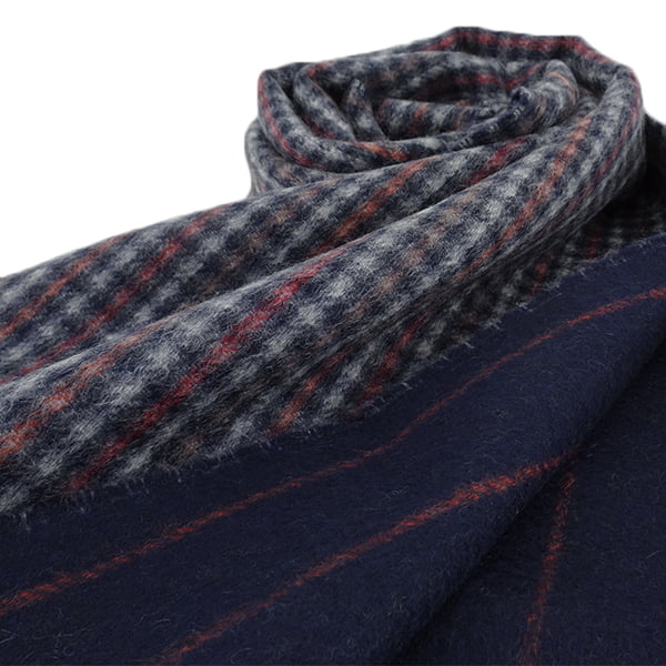 Johnstons メンズ レディース カシミア100％ Wフェイス マフラー WA000020 RU7133 GUNCLUB PINSTRIPE ガンクラブ ストライプ