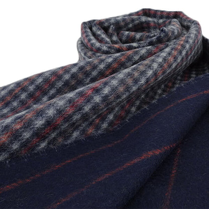 Johnstons レディース メンズ カシミア100％ Wフェイス マフラー WA000020 RU7133 GUNCLUB PINSTRIPE ガンクラブ ストライプ