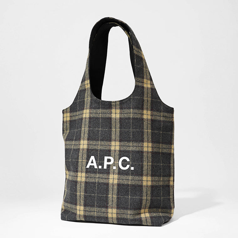 A.P.C. メンズ レディース トートバッグ TOTE NINON SMALL WOARS M61861 HEATHERED ANTHRACITE チェック PLC