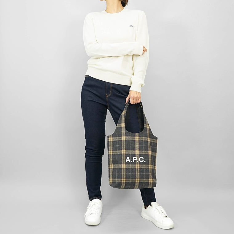 A.P.C. メンズ レディース トートバッグ TOTE NINON SMALL WOARS M61861 HEATHERED ANTHRACITE チェック PLC