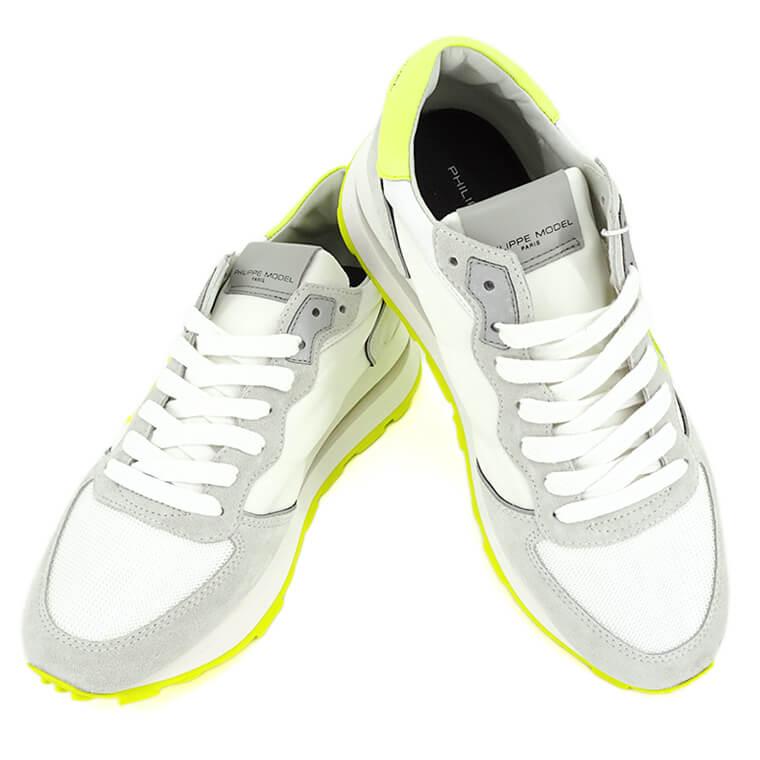 【美品】PHILIPPE MODEL スニーカー ホワイト/グレー/イエロー42 フィリップモデル PHILIPPE MODEL メンズ スニーカー ホワイト ネオン