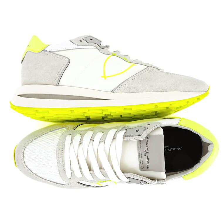 PHILIPPE MODEL メンズ スニーカー TROPEZ HAUTE LOW MAN MONDIAL NEON TKLU WN01 ホワイト ネオンイエロー BLANC JAUNE