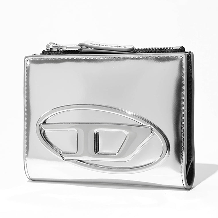 DIESEL レディース メンズ 2つ折り財布 1DR BI FOLD ZIP II X09888 PS202 シルバー H0535