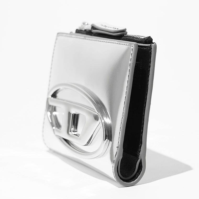 DIESEL レディース メンズ 2つ折り財布 1DR BI FOLD ZIP II X09888 PS202 シルバー H0535