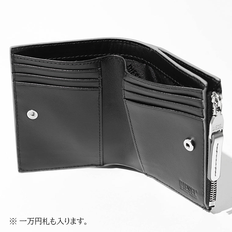DIESEL レディース メンズ 2つ折り財布 1DR BI FOLD ZIP II X09888 PS202 シルバー H0535