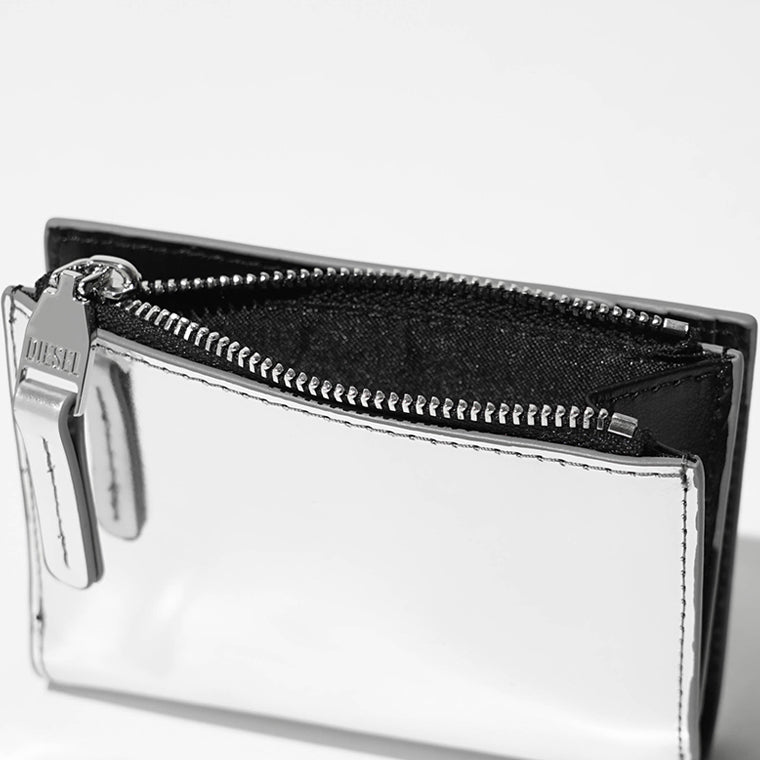 DIESEL レディース メンズ 2つ折り財布 1DR BI FOLD ZIP II X09888 PS202 シルバー H0535