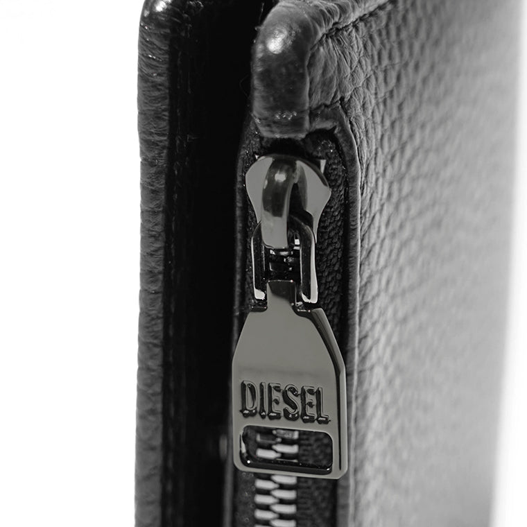 DIESEL メンズ 2つ折り財布 HISSU EVO BI FOLD ZIP L X10384 P0685 ブラック T8013