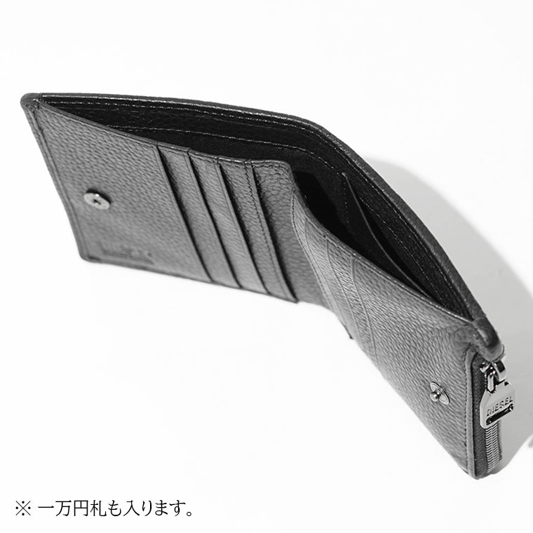 DIESEL メンズ 2つ折り財布 HISSU EVO BI FOLD ZIP L X10384 P0685 ブラック T8013
