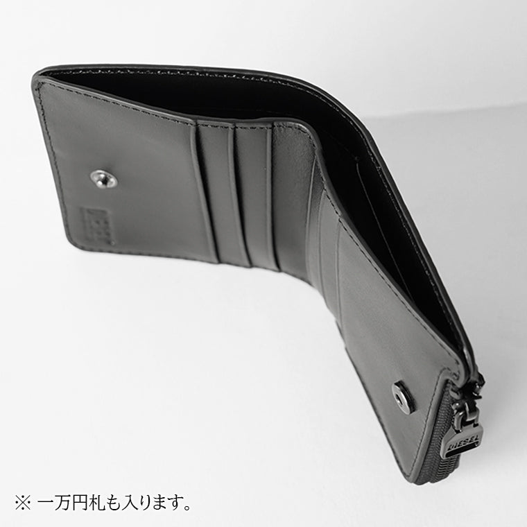 DIESEL メンズ レディース 2つ折り財布 HOLI D BI FOLD ZIP L X10398 PR818 ブラック T8013