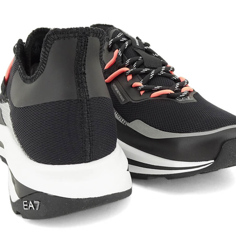 EMPORIO ARMANI EA7 メンズ スニーカー ALTURA SUMMER BLACK AND WHITE X8X145 XK336 BLACK SILVER ORANGE FLUO ブラック S499