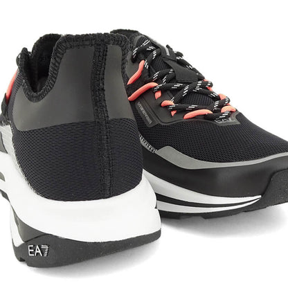 EMPORIO ARMANI EA7 メンズ スニーカー ALTURA SUMMER BLACK AND WHITE X8X145 XK336 BLACK SILVER ORANGE FLUO ブラック S499