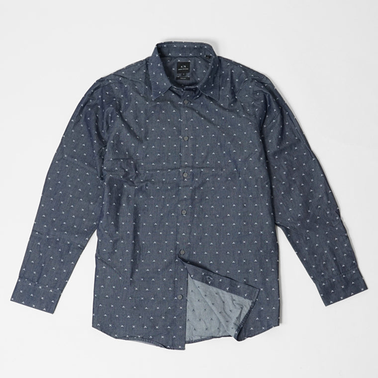 ARMANI EXCHANGE メンズ シャツ XM001716 AF17528 BIG LETTERING JACQUARD ブルー系 FB071