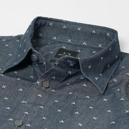 ARMANI EXCHANGE メンズ シャツ XM001716 AF17528 BIG LETTERING JACQUARD ブルー系 FB071