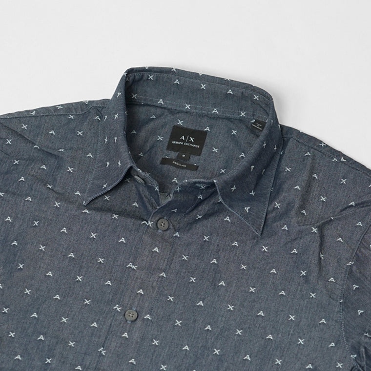 ARMANI EXCHANGE メンズ シャツ XM001716 AF17528 BIG LETTERING JACQUARD ブルー系 FB071